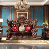 Romero American Solid Wood Carving Retro Sofa 88.58 Rolled Arm